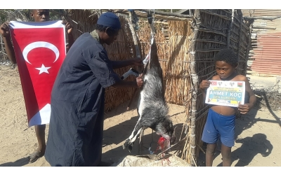 Afrika Benin ülkesinde sadaka kurbanı kesilip yetim ve yoksul ailelere dağıtıldı.Ramazan 2022