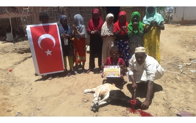 Afrika Nijer de sadaka kurbanı kestirip yetim ve yoksul ailelere dagittik