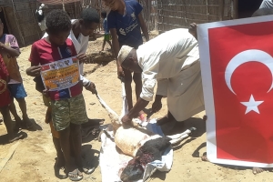 Afrika Madagaskar bölgesinde sağlık ve şükür için kurban kesimi yapılıp yoksul ailelere dagitildi