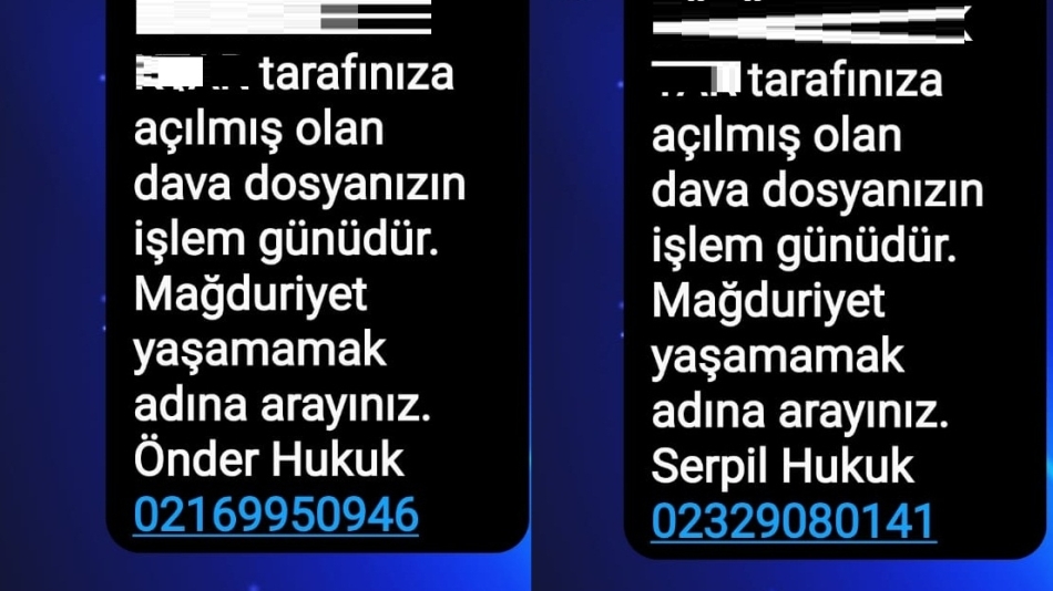 Dikkat! "Hukuk Bürosu Görünümlü Dolandırıcılık" Bu Mesajlara Aldanmayın... Dava dosyasının işlem günü! Uzlaşma dosyanızın son onay günüdür!